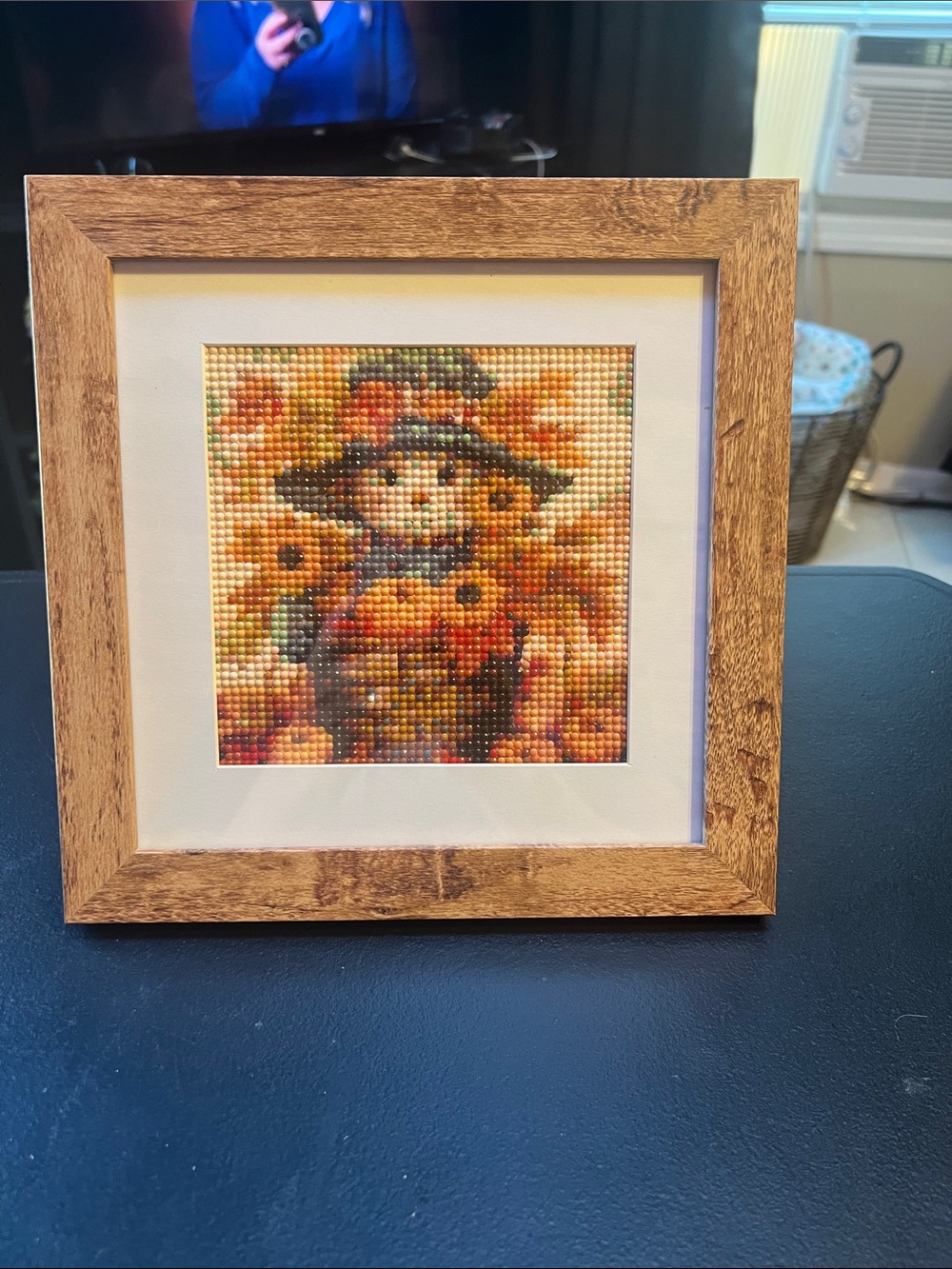 Autumn Sunflower Scarecrow Framed Diamond Art - Orange & Brown